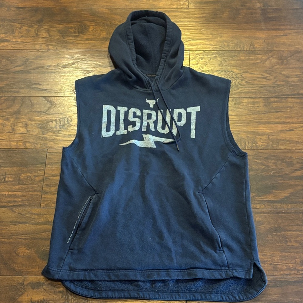 Under Armour project rock Navy Sleeveless Hoodie men’s large
